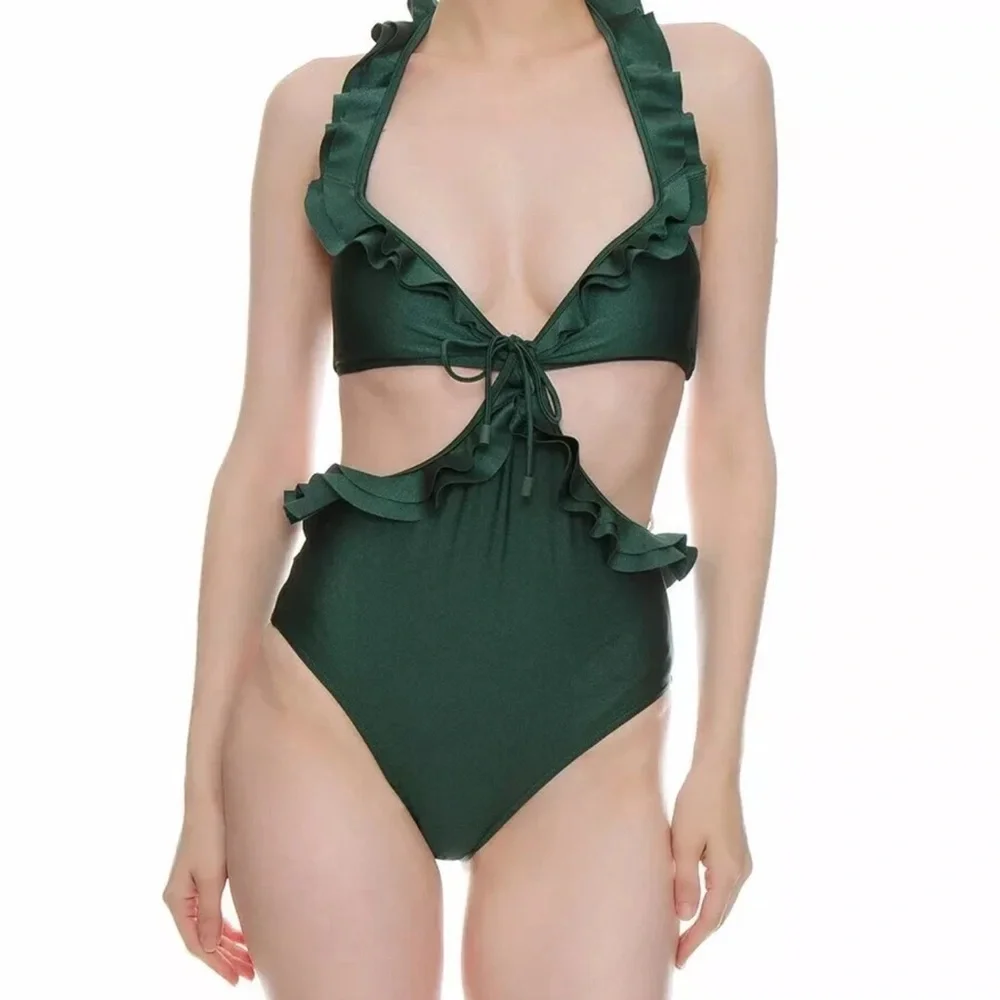 Zimmermann Green Bikini with Textured Fabric and Tie-Front - Picture 13 of 16